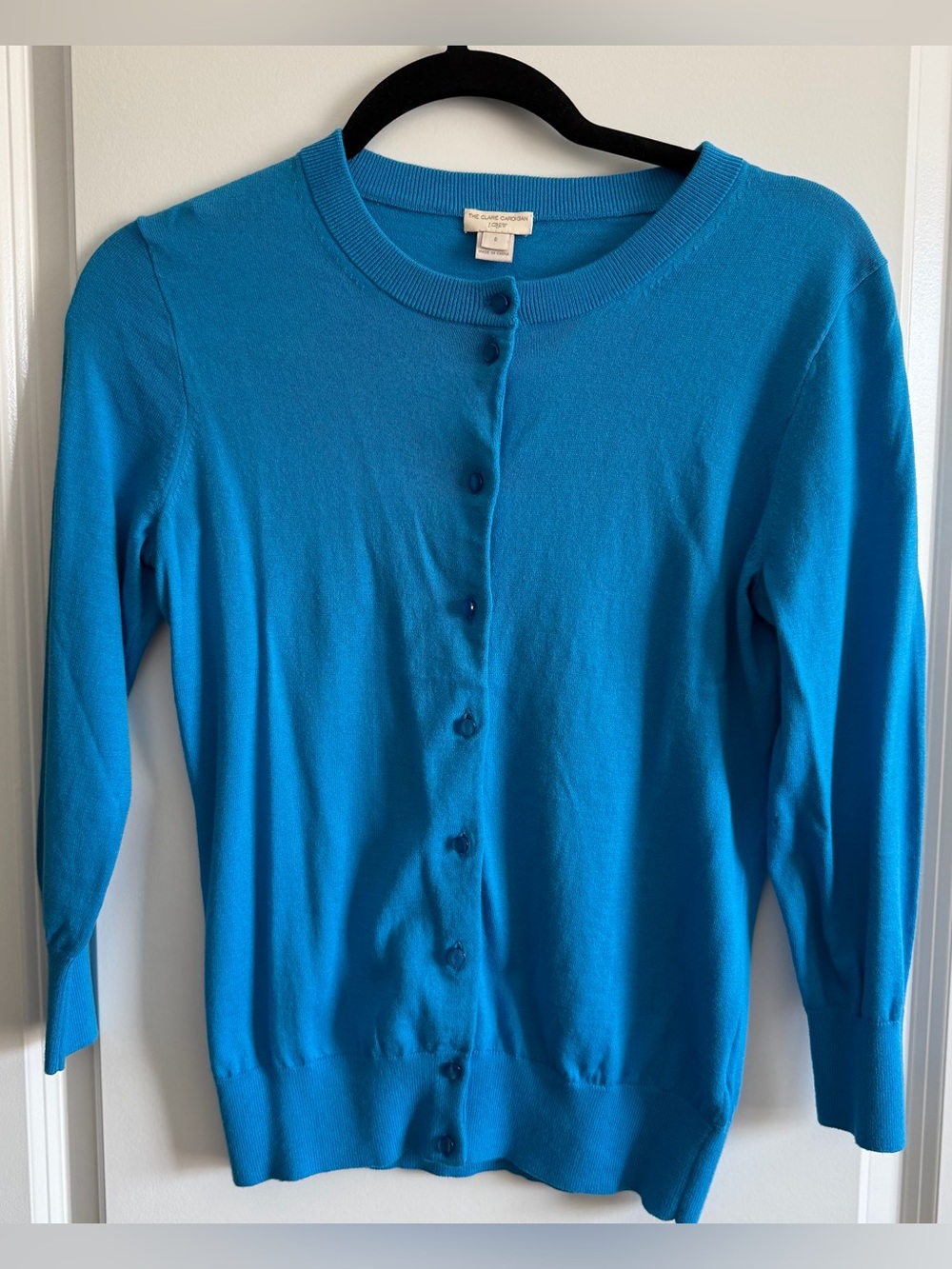 J. Crew Turquoise Crewneck Button-Front Cardigan